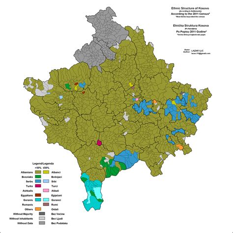 Kosovo is a largely mountainous country in south eastern europe. Kosovo - ethnies (2011) • Carte • PopulationData.net