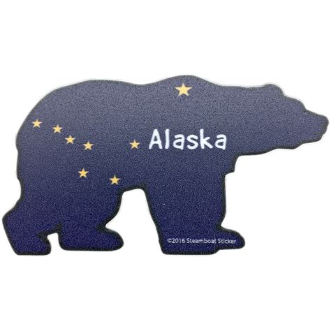 Bear Alaska Flag Mini Sticker