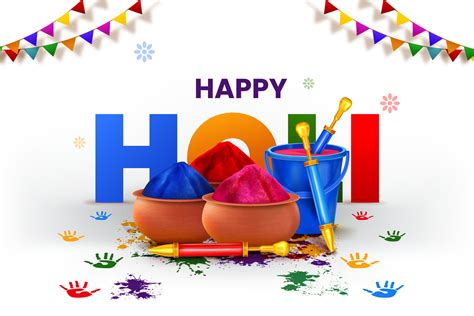 Happy Holi Festival Background Design With Abir Pichkari Color Splash