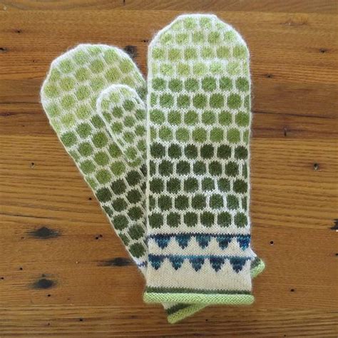These Mittens Are Knit Up In The Changing Greens Of Spring And Feature