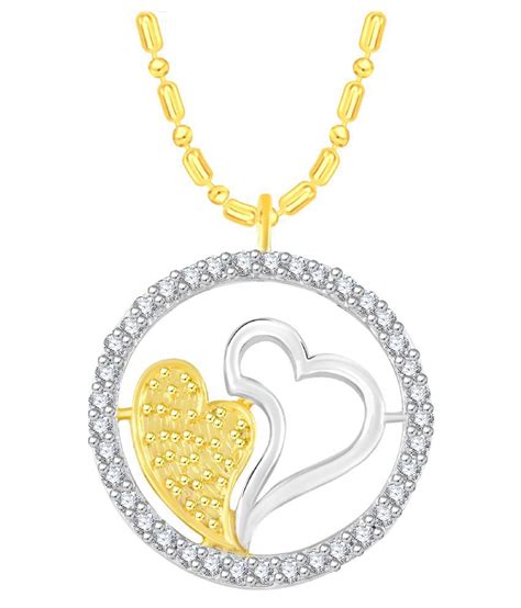 Vk Jewels Double Heart Gold And Rhodium Plated Alloy Cz American Diamond Pendant With Chain For