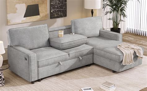 Merax 89 Convertible Sleeper Sectional Sofa With Pull Out