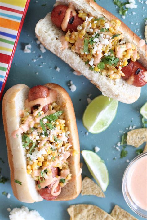 Mexican Street Corn Hot Dogs Recipe Hot Dog Toppings Gourmet Hot