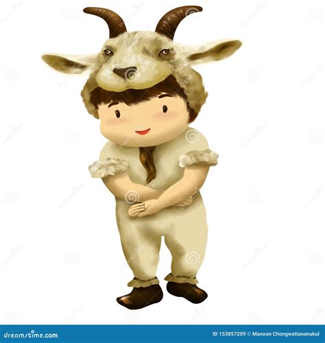 Boy Dresses In Goat Costume Stock Illustration Illustration Of