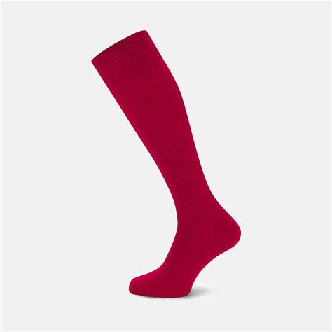 Red Long Merino Wool Socks Turnbull And Asser