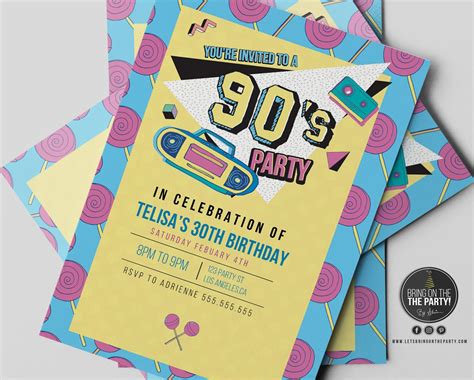 90s Party Invitation House Party Birthday Invite 1990s Throwback
