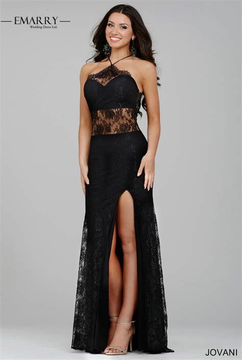 Buy Sexy Black Lace Prom Dresses 2016 Halter Appliques