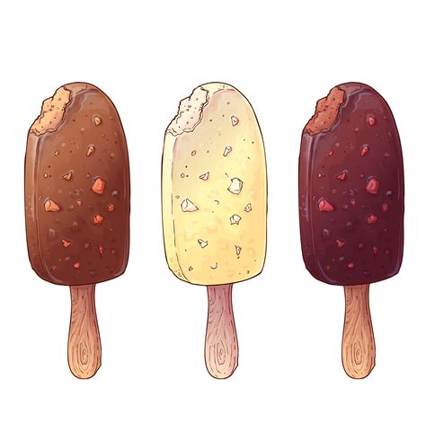 A Set Of Three Types Of Ice Cream Hand Drawing Vector Illustration