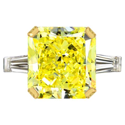 Exceptional Gia Certified Fancy Intense Yellow 5 Carat Radiant Diamond