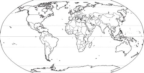 Konturowa Mapa świata Z Podziałem Na Państwa Mapa