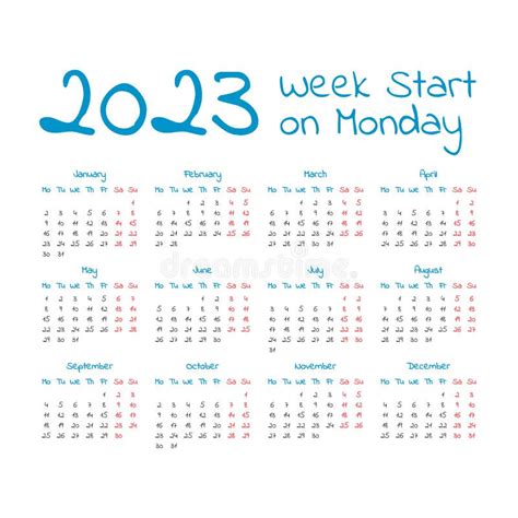 Simple 2023 Year Calendar Stock Vector Illustration Of Template 80462260