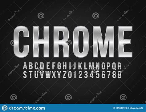 Chrome Effect Alphabet Font Metal Beveled Letters Numbers And Symbols