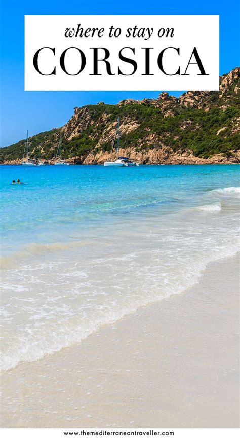 Corsican White Sand Beach With Text Overlay Where To Stay On Corsica