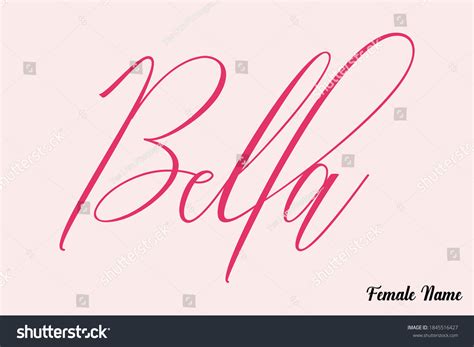 Bellafemale Name Calligraphy Cursive Dork Pink Stock Vector Royalty
