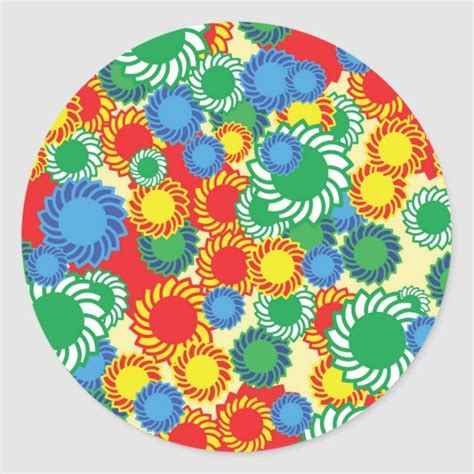 Hippie Floral Background Classic Round Sticker Retrocraftsupplies