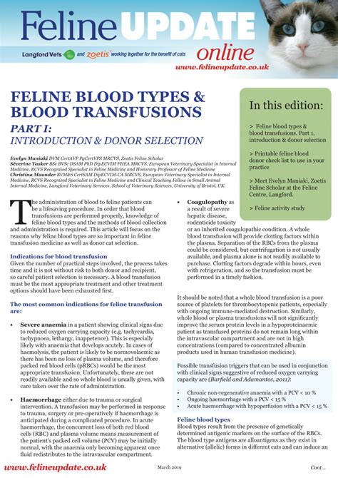 Pdf Feline Blood Types And Blood Transfusions Part I Introduction