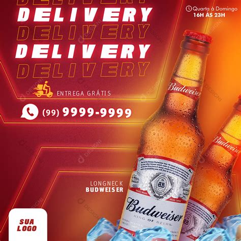 Post Distribuidora Delivery Entrega Grátis Cerveja Social Media PSD Editável download Designi