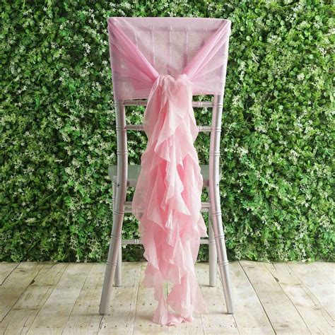 Chiffon dusty rose curly willow chair sashes for catering wedding party decorations. 1 Set Pink Chiffon Hoods With Ruffles Willow Chiffon Chair ...