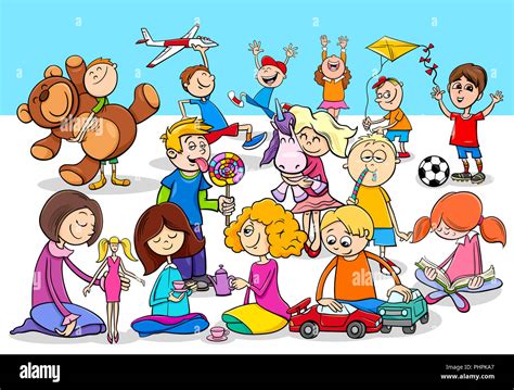 Playful Children Cartoon Characters Group Stock Photo Alamy