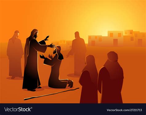 Jesus Heals Blind Man Royalty Free Vector Image