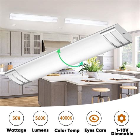 4 Pack 4ft Led Light Fixture Dimmable Led Kitchen Ceiling Light 50w