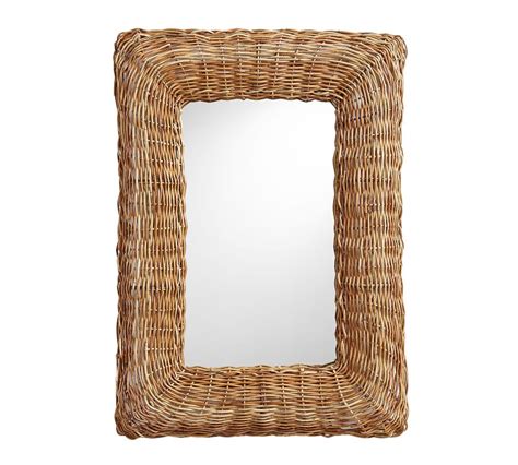 Loop at back for hanging. Delta Handwoven Rattan Rectangular Wall Mirror | Pottery ...