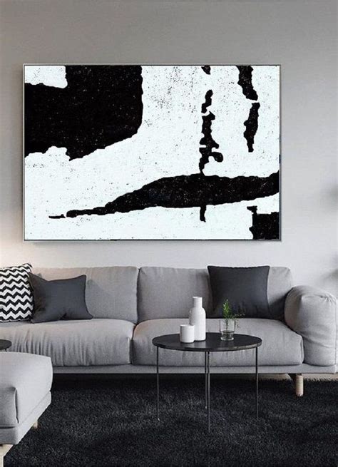 Extra Large Minimalist Art Black And White On Canvas Etsy