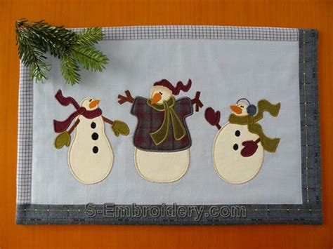 Snowman Applique Machine Embroidery Set Sku 10532
