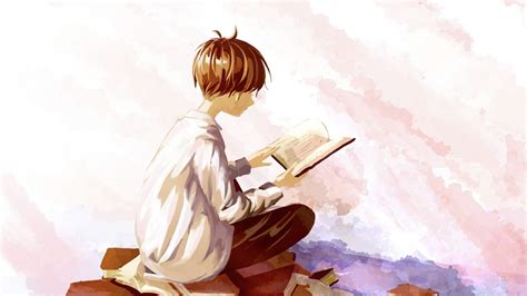 Wallpaper Guy Books Reading Anime Art Hd Picture Image