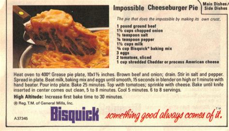 Maybe you would like to learn more about one of these? Impossible Cheeseburger Pie Recipe Card « RecipeCurio.com