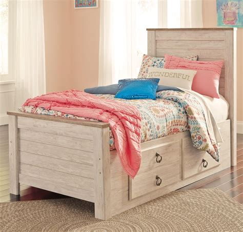 Willowton Twin Bed With Underbed Storage Drawers By Ashley Signature