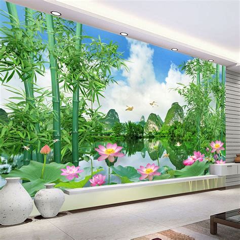 Custom Photo Wallpaper 3d Bamboo Forest Nature Landscape Living Room Tv