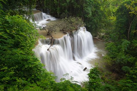 Huay Mae Khamin Waterfall Waterfall Rainforest Water