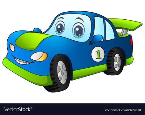 Cartoon Sport Blue Car Vector Image On Vectorstock Kids Cartoon