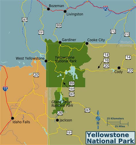 Yellowstone Printable Map