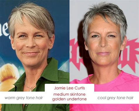 How to dye your hair grey, and tons of silver hair pictures to get inspired! Make up charts: Skin tone charts for grey haired.