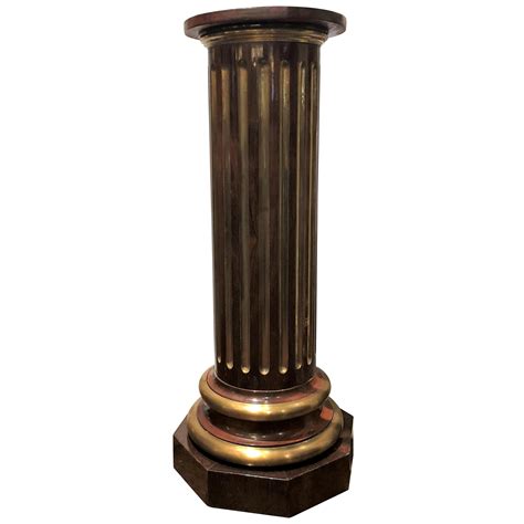 Hexagonal Illuminated Pedestal In Brass And Lucite At 1stdibs