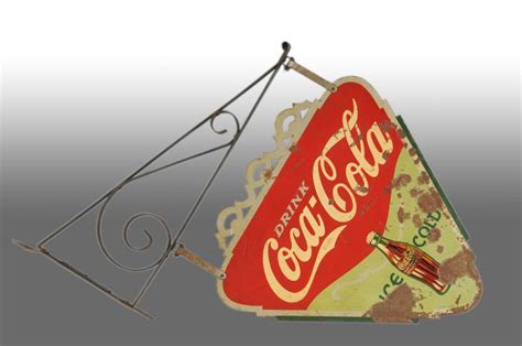 Tin Coca Cola 2 Sided Die Cut Triangle Sign