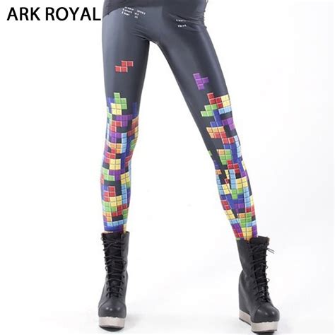 ark royal women leggings printing clothes slim elasticity leggings fitness tetris printing