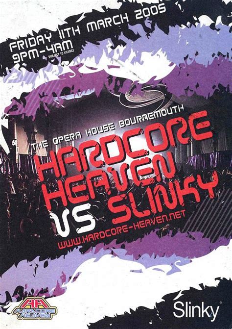 hardcore heaven 2005 march vs slinky happy hardcore techno flyers