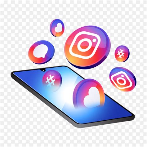 Instagram 3d Social Media Icons With Smartphone On Transparent