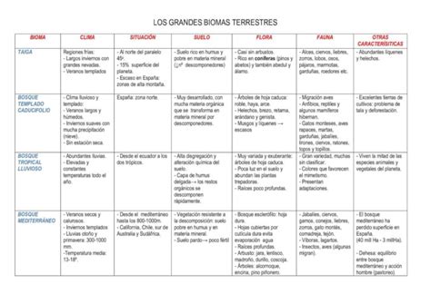 Cuadros Comparativos De Biomas Cuadro Comparativo