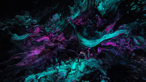 Download Wallpaper 3840x2160 Paint Stains Mixing Liquid Turquoise Purple Dark 4k Uhd 169