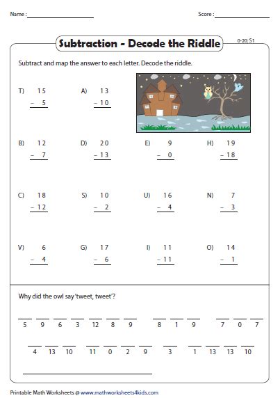 Math Worksheets With Riddles