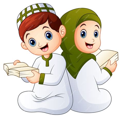 Premium Vector Happy Muslim Kid Holding Quran