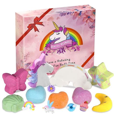 Unicorn Rainbow Bath Bombs For Women Girls Set Of 9 Organic Handmade