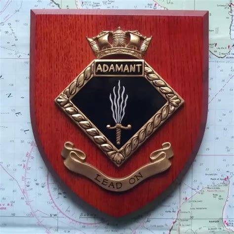 Vintage Hms Adamant Painted Royal Navy Ship Badge Crest Shield Plaque
