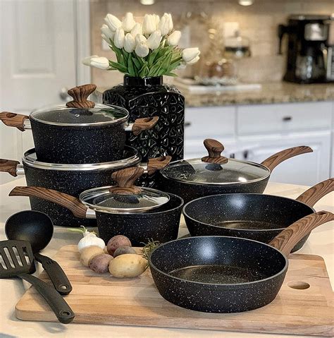 Induction Kitchen Cookware Sets Nonstick Granite Hammered Pan Set 12 Jafurusatosubjp
