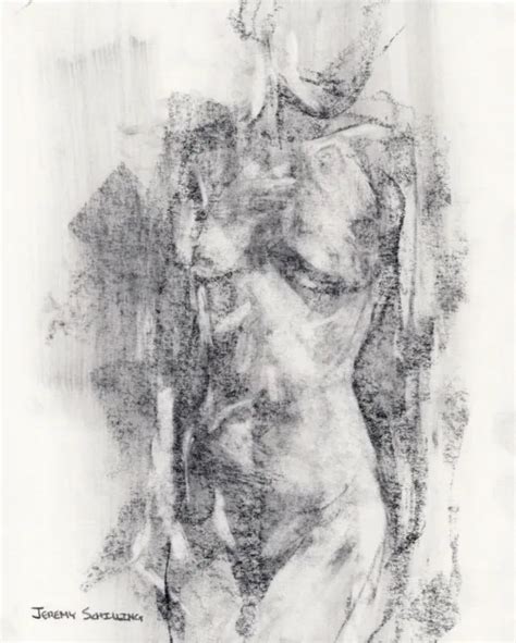 Female Nude Figure Original Graphite Drawing Naked Woman Beautiful