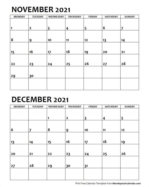 Calendar Of Nov And Dec 2021 Example Calendar Printable
